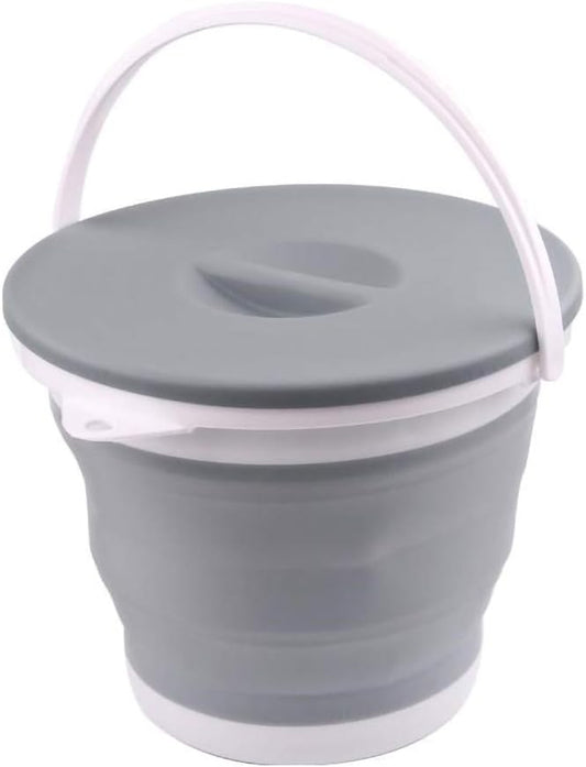 Ahyuan Collapsible Water Bucket with Locking Lid Multifunction Foldable Round Tub Water Pot Portable Water Pail Space Saving Water Container for RV, Camping, Marine, Outdoor Activities and Home (Gray)-NeatNest