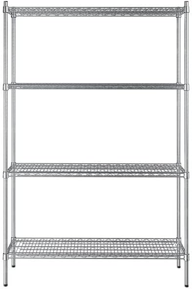 14" x 48" NSF Stainless Steel 4-Shelf Kit with 74" Posts, Heavy Duty Storage Shelving, Wire Shelving Kit, NSF Commercial Storage Rack Unit