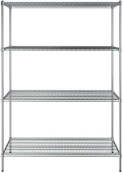 24" x 60" NSF Chrome 4-Shelf Kit with 86" Posts, Heavy Duty Storage Shelving, Wire Shelving Kit, NSF Commercial Storage Rack Unit
