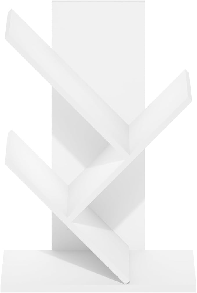 Furinno Tree Bookshelf 3-Tier Floor Standing Tree Bookcase, White-NeatNest