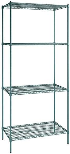 24" x 42" NSF Green Epoxy 4-Shelf Kit with 96" Posts, Heavy Duty Storage Shelving, Wire Shelving Kit, NSF Commercial Storage Rack Unit
