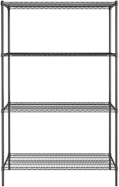 21" x 54" NSF Black Epoxy 4-Shelf Kit with 86" Posts, Heavy Duty Storage Shelving, Wire Shelving Kit, NSF Commercial Storage Rack Unit