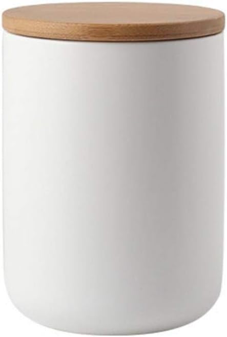Ceramic Food Storage Jar Canister Modern Design Food Canisters with Airtight Seal Bamboo Lid, Loose Tea Coffee Spice Nuts Snacks Storage Jar Canister (White 27.05oz/800ml)-NeatNest