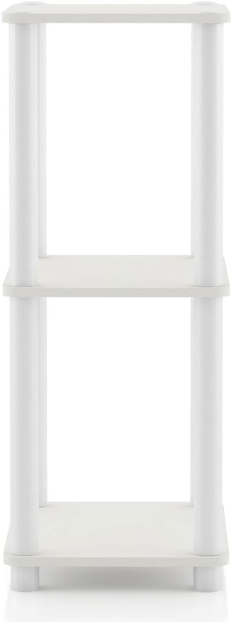 HOMES: Inside + Out Apexa Modern 3-Tier Narrow Shelving Units, Collectibles Display Shelves, Easy Assembly Standing Shelf, Home Storage Organizer for Living Room, Bedroom, Office, White