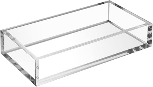 HIIMIEI Acrylic Napkin Holder Tray,8mm Thick Acrylic Guest Towel Holder 8.5x4 inches, Crystal Clear Table Cocktail Napkin Holder for Bathroom,Restaurant,Office,Commercial,Kitchen,Party