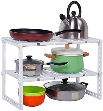 2 Tier Adjustable Storage Shelf Metal Storage Rack Wire Shelving Unit Storage Shelves Metal for Pantry Closet Kitchen Laundry (White)