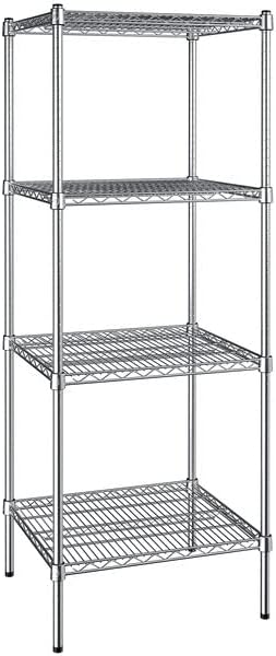 21" x 24" NSF Chrome 4-Shelf Kit with 64" Posts, Heavy Duty Storage Shelving, Wire Shelving Kit, NSF Commercial Storage Rack Unit