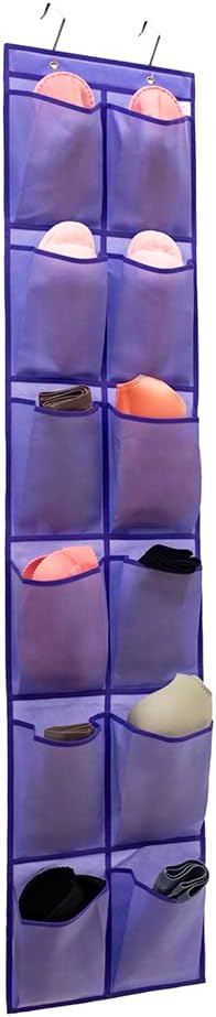 Hanging Storage Organizer Over the Door Shoes Organizer Kids Shoe Rack with 12 Large Fabric Pockets for Closet Shoe Holder Hanger (PURPLE)-NeatNest
