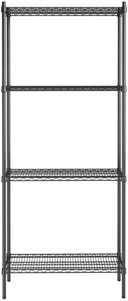 14" x 36" NSF Black Epoxy 4-Shelf Kit with 86" Posts, Heavy Duty Storage Shelving, Wire Shelving Kit, NSF Commercial Storage Rack Unit