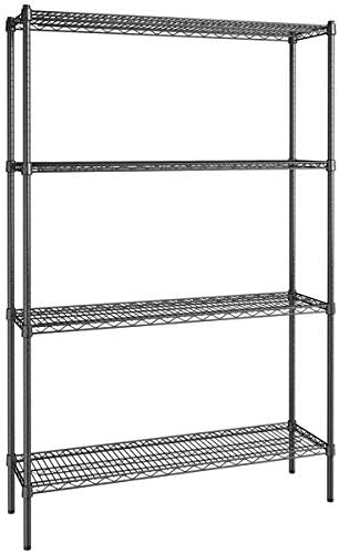 14" x 48" NSF Black Epoxy 4-Shelf Kit with 74" Posts, Heavy Duty Storage Shelving, Wire Shelving Kit, NSF Commercial Storage Rack Unit