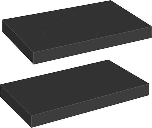 HOOBRO Floating Shelves for Wall, Wall Mounted Shelf Set of 2, 15.7" Hanging Shelf with Invisible Brackets, for Wall in Bathroom, Bedroom, Toilet, Kitchen, Living Room, Office, Black BK40BJ01-NeatNest