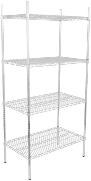 21" x 36" NSF Chrome 4-Shelf Kit with 74" Posts, Heavy Duty Storage Shelving, Wire Shelving Kit, NSF Commercial Storage Rack Unit