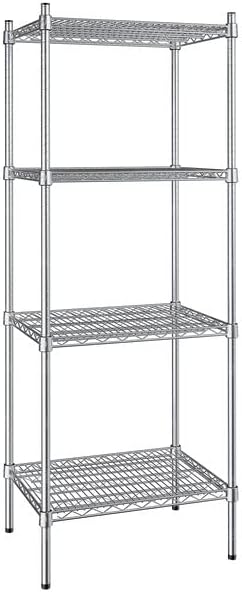 18" x 24" NSF Stainless Steel 4-Shelf Kit with 64" Posts, Heavy Duty Storage Shelving, Wire Shelving Kit, NSF Commercial Storage Rack Unit