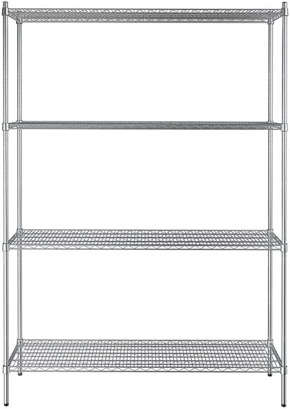 18" x 60" NSF Stainless Steel 4-Shelf Kit with 86" Posts, Heavy Duty Storage Shelving, Wire Shelving Kit, NSF Commercial Storage Rack Unit