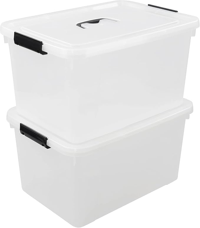 17.5 Quart Clear Storage Box, Plastic Storage Bins with Lids, 4-Pack