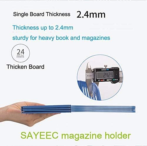 SAYEEC Sturdy Magazine Holder Organizer Desktop 4 Compartment File Holders Frames File Dividers Document Storage Rack Literature Organizer for Office Home School Gray