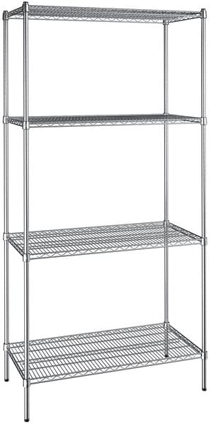 21" x 42" NSF Chrome 4-Shelf Kit with 86" Posts, Heavy Duty Storage Shelving, Wire Shelving Kit, NSF Commercial Storage Rack Unit