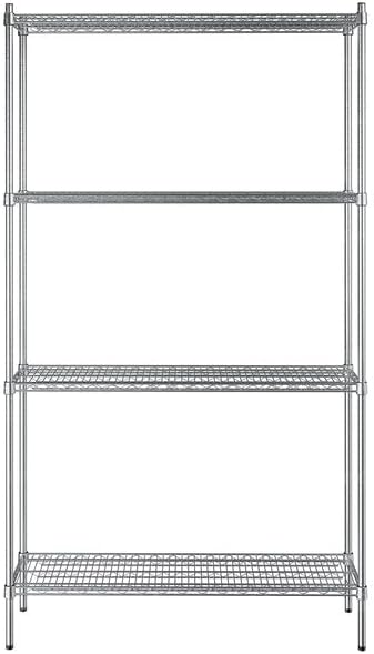 14" x 48" NSF Stainless Steel 4-Shelf Kit with 86" Posts, Heavy Duty Storage Shelving, Wire Shelving Kit, NSF Commercial Storage Rack Unit