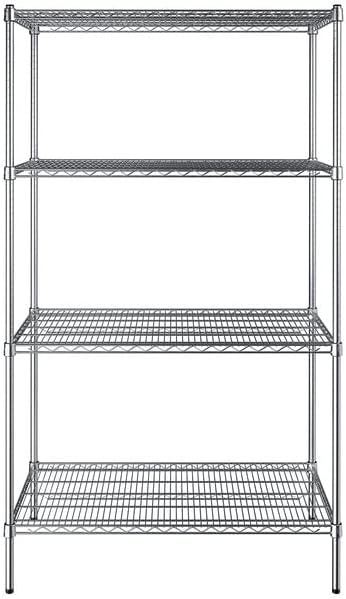 24" x 42" NSF Chrome 4-Shelf Kit with 74" Posts, Heavy Duty Storage Shelving, Wire Shelving Kit, NSF Commercial Storage Rack Unit