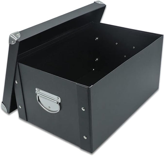 GUOZI Collapsible Storage Box, Decorative Memory Box with Lid & Metal Reinforced Corners, Cardboard File Bin with Handles, Organizer Gift Box for Keepsake Toy Photos Office Nursery Wardrobe Bookshelf-NeatNest