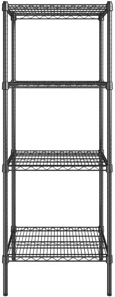 24" x 24" NSF Black Epoxy 4-Shelf Kit with 64" Posts, Heavy Duty Storage Shelving, Wire Shelving Kit, NSF Commercial Storage Rack Unit