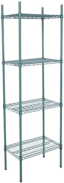 14" x 24" NSF Green Epoxy 4-Shelf Kit with 74" Posts, Heavy Duty Storage Shelving, Wire Shelving Kit, NSF Commercial Storage Rack Unit