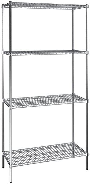 18" x 42" NSF Chrome 4-Shelf Kit with 86" Posts, Heavy Duty Storage Shelving, Wire Shelving Kit, NSF Commercial Storage Rack Unit