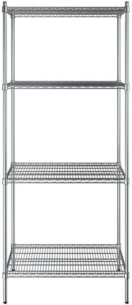 24" x 36" NSF Chrome 4-Shelf Kit with 86" Posts, Heavy Duty Storage Shelving, Wire Shelving Kit, NSF Commercial Storage Rack Unit