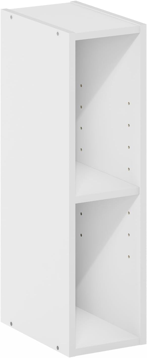 Furinno Fulda 2-Tier Space Saving Storage Shelf Bookcase, 6-Inch Width, White-NeatNest