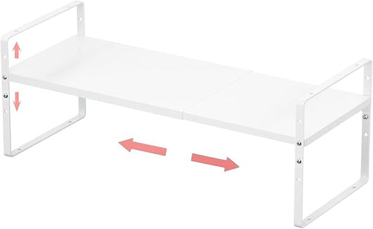 Expandable Stackable Spice Rack Cabinet Shelf Organizer in Cabinets Shelves Kitchen Cupboard Organization Stack up Racks Pantry Countertop Storage Large/White 1 Pack