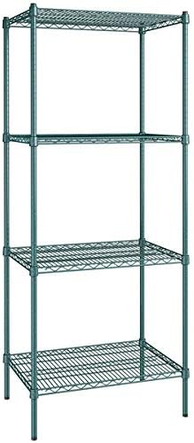 21" x 30" NSF Green Epoxy 4-Shelf Kit with 74" Posts, Heavy Duty Storage Shelving, Wire Shelving Kit, NSF Commercial Storage Rack Unit