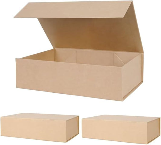 Aimyoo Brown Collapsible Gift Box with Magnetic Closure Lids 10.5x7x3 in, Bridesmaid Groomsman Proposal Boxes, Rectangle Storage Box 3 Pack-NeatNest