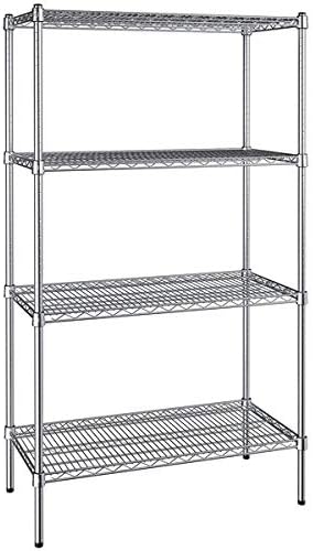 18" x 36" NSF Chrome 4-Shelf Kit with 72" Posts, Commercial Storage Rack Unit, Heavy Duty Storage Shelving, Wire Shelving Kit, Adjustable Rack Strong Steel, Multipurpose Wire Shelf