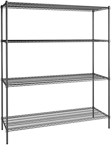 24" x 72" NSF Black Epoxy 4-Shelf Kit with 86" Posts, Heavy Duty Storage Shelving, Wire Shelving Kit, NSF Commercial Storage Rack Unit