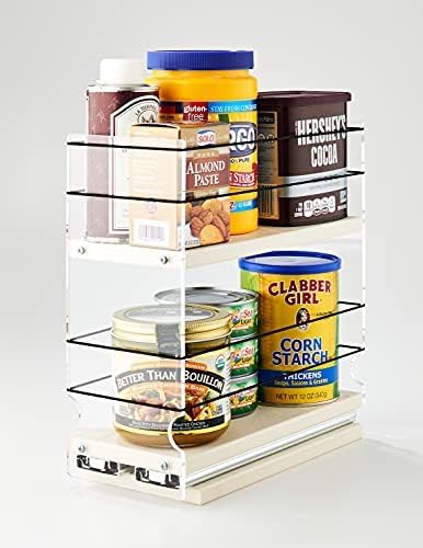 Vertical Spice - Sliding Spice Rack - Pull Out Spice Rack for Inside Cabinets, Sliding Shelves, Rack for Kitchen Cabinets - Made in USA -2 Tiers -10.6"D x 4.6"W x 10.75"H (Cream , Partially Assembled)