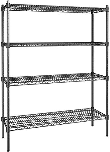 14" x 42" NSF Black Epoxy 4-Shelf Kit with 54" Posts, Heavy Duty Storage Shelving, Wire Shelving Kit, NSF Commercial Storage Rack Unit