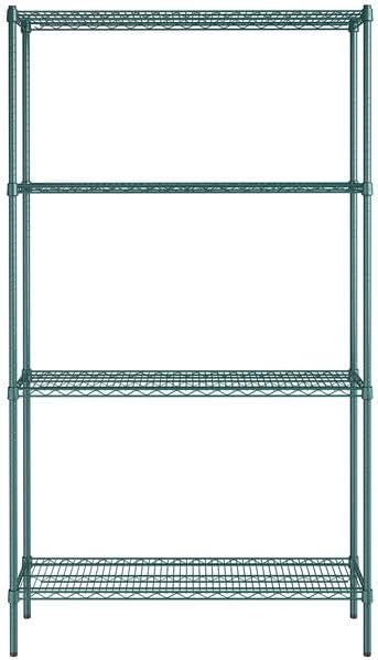 14" x 48" NSF Green Epoxy 4-Shelf Kit with 86" Posts, Heavy Duty Storage Shelving, Wire Shelving Kit, NSF Commercial Storage Rack Unit