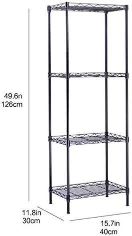 4 Tier Adjustable Storage Shelf Metal Storage Rack Wire Shelving Unit Storage Shelves Metal for Pantry Closet Kitchen Laundry (Black4)