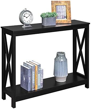 Convenience Concepts Oxford Console Table 39.5" - Sofa Table with Storage Shelf, Transitional Entryway Hall Table for Living Room and Bedroom, Display Foyer Table, Black-NeatNest