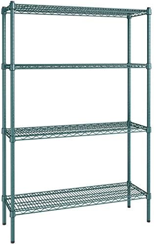 14" x 42" NSF Green Epoxy 4-Shelf Kit with 64" Posts, Heavy Duty Storage Shelving, Wire Shelving Kit, NSF Commercial Storage Rack Unit