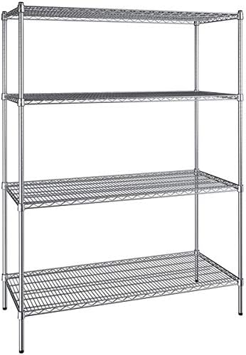 24" x 54" NSF Chrome 4-Shelf Kit with 74" Posts, Heavy Duty Storage Shelving, Wire Shelving Kit, NSF Commercial Storage Rack Unit