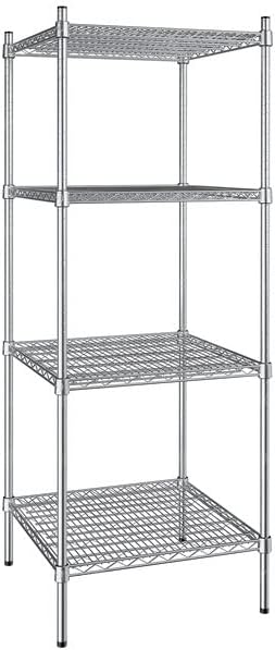 24" x 24" NSF Stainless Steel 4-Shelf Kit with 64" Posts, Heavy Duty Storage Shelving, Wire Shelving Kit, NSF Commercial Storage Rack Unit