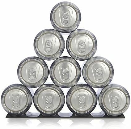 Cooks Innovations Drink Organizer for Fridge, Soda Can Refrigerator Organizers and Storage, Beer-Wine-Water Bottle Holder, Fridge Monkey - Durable Non-Slip Anti-Roll (2 Pack, Characoal)-NeatNest