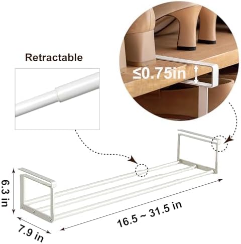 Expandable Shoe Rack Organizer - Adjustable Shoe Rack & Under Cabinet Shelf - for Shoe or Clothing Storage and Organization, Under Shelf Storage (Black,2 Pcs)-NeatNest