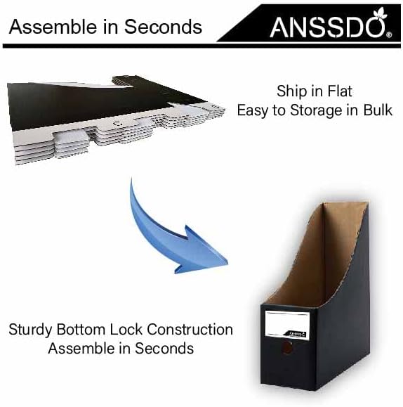 12 Pack Black Cardboard Magazine Holder Premium Magazine File Holder Magazine Organizer, Magazine Storage Box, Large Volume Magazine File Organizer as Book Bins or Folder Holder for Desk