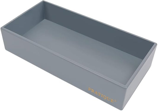 Bamboo Drawer Organizer - Kitchen Utensil Organizer Silverware Tray Cutlery Holder，Office Desk Supplies and Accessories,12 * 5.9 * 2.6,Grey-NeatNest