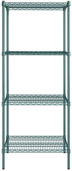 21" x 30" NSF Green Epoxy 4-Shelf Kit with 74" Posts, Heavy Duty Storage Shelving, Wire Shelving Kit, NSF Commercial Storage Rack Unit