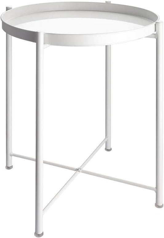 EKNITEY End Table,Folding Metal Side Table Waterproof Small Coffee Table Sofa Side Table with Removable Tray for Living Room Bedroom Balcony and Office-NeatNest
