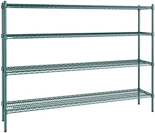 14" x 72" NSF Green Epoxy 4-Shelf Kit with 54" Posts, Heavy Duty Storage Shelving, Wire Shelving Kit, NSF Commercial Storage Rack Unit