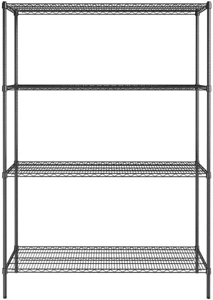 21" x 60" NSF Black Epoxy 4-Shelf Kit with 86" Posts, Heavy Duty Storage Shelving, Wire Shelving Kit, NSF Commercial Storage Rack Unit